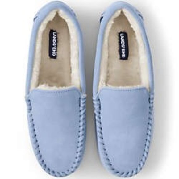 Lands' End Shoes Lands End Womens Suede Leather Moccasin Slippers Locs Nwt Poshmark